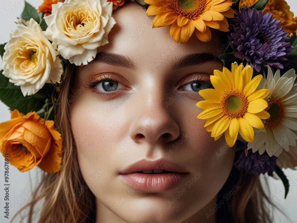 Woman in a Floral Crown with White and Orange Flowers Woman in a Floral Crown with White and Orange Flowers