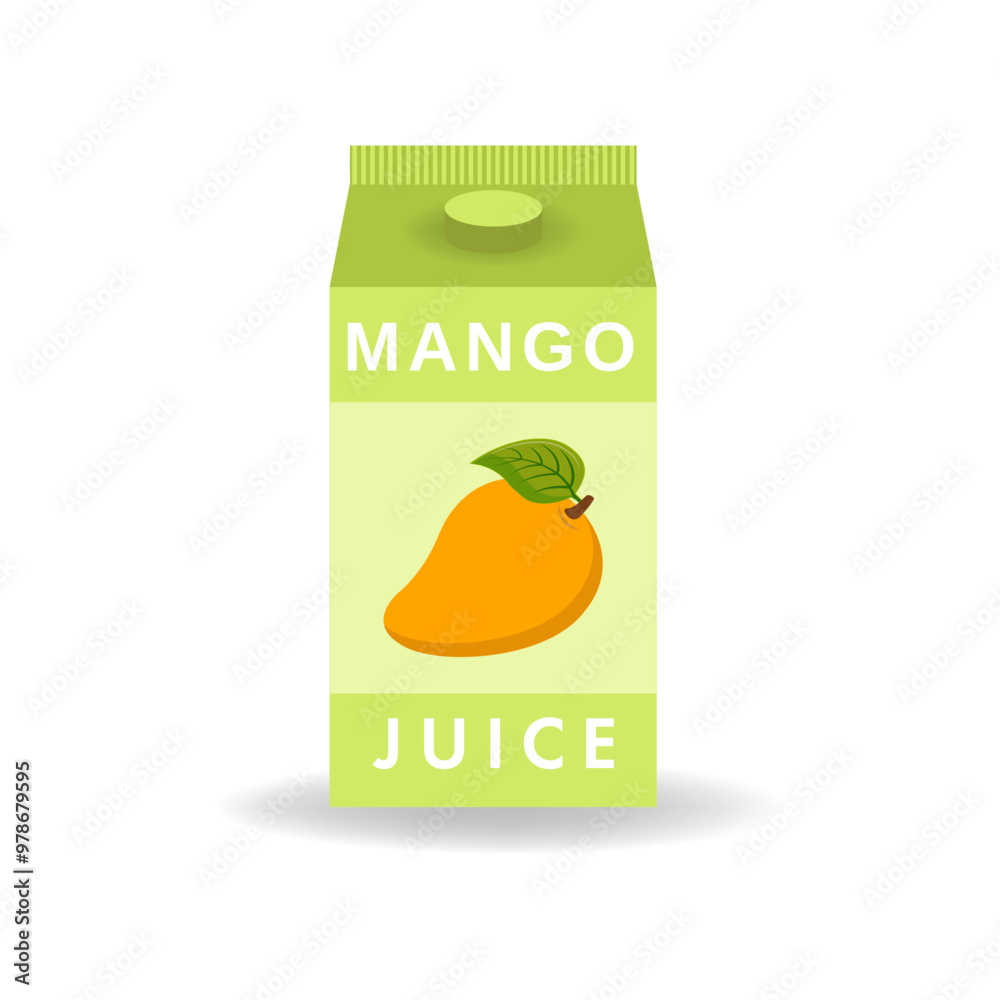 Mango juice carton. Flat icon isolated on white background. Refreshing beverage concept. Perfect for menu design and food packaging