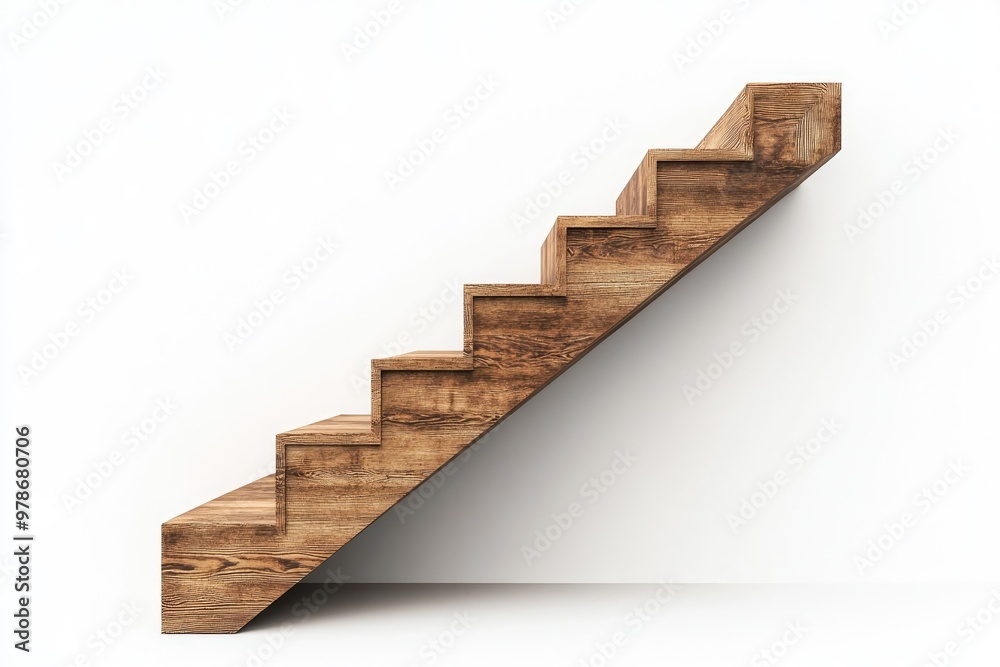 A wooden staircase with a sleek arrow-shaped line integrated into its design, set against a clean white background. The combination of natural wood and geometric shapes creates a modern aesthetic. A wooden staircase with a sleek arrow-shaped line integrated into its design, set against a clean white background. The combination of natural wood and geometric shapes creates a modern aesthetic.
