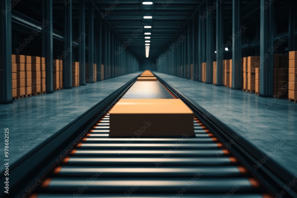 Fototapeta premium High-Resolution Dynamics: A Dramatic Capture of a Modern Logistics Center in Action