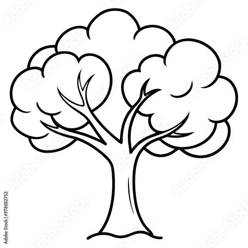 an apple tree outline coloring book page line art drawing