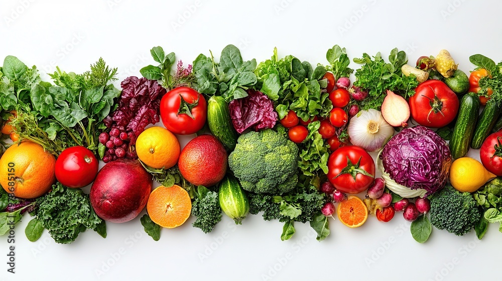Vibrant Harvest: A Colorful Arrangement of Fresh Produce. Conceptual Image Of Healthy Eating And Organic Food. Top View And Flat Lay. Generate Ai Image Vibrant Harvest: A Colorful Arrangement of Fresh Produce. Conceptual Image Of Healthy Eating And Organic Food. Top View And Flat Lay. Generate Ai Image