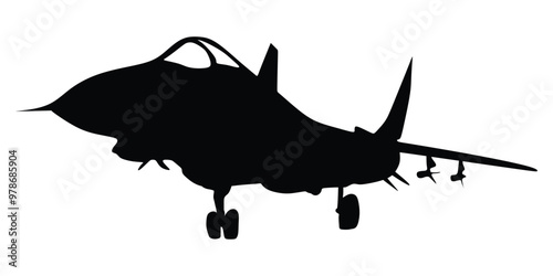 Silhouette military combat airplane on a white background.