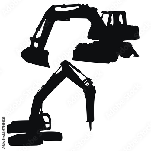 Crawler excavator ,commercial vehicle. Heavy backhoe construction machines equipment concept. Abstract Earth mover, digger.
