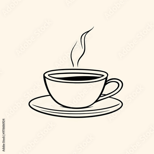 coffee cup illustration, black outline Generative AI