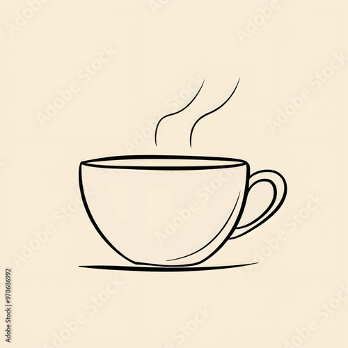 coffee cup illustration, black outline Generative AI