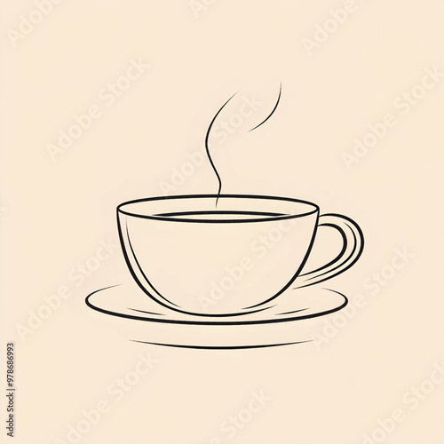 coffee cup illustration, black outline Generative AI