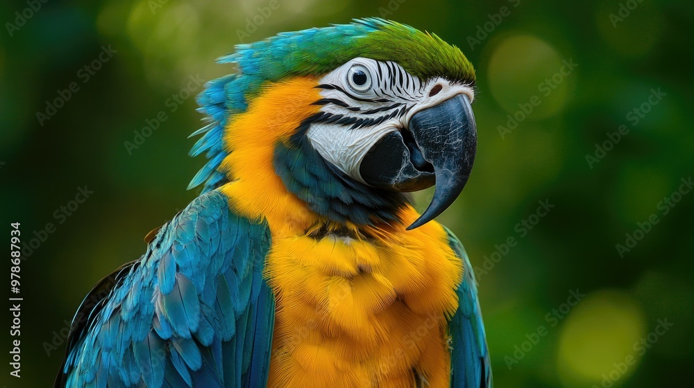 A parrot with its head tilted, showing off its expressive eyes and colorful plumage. A parrot with its head tilted, showing off its expressive eyes and colorful plumage.