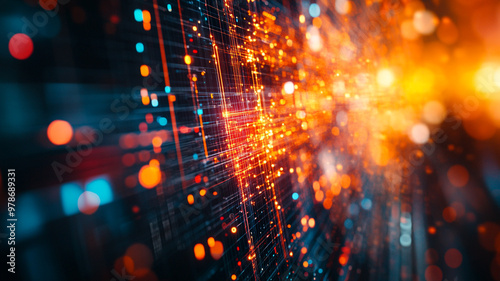 Wallpaper Mural Digital art depicting vibrant light trails and lines on a dark background, showcasing technology Torontodigital.ca