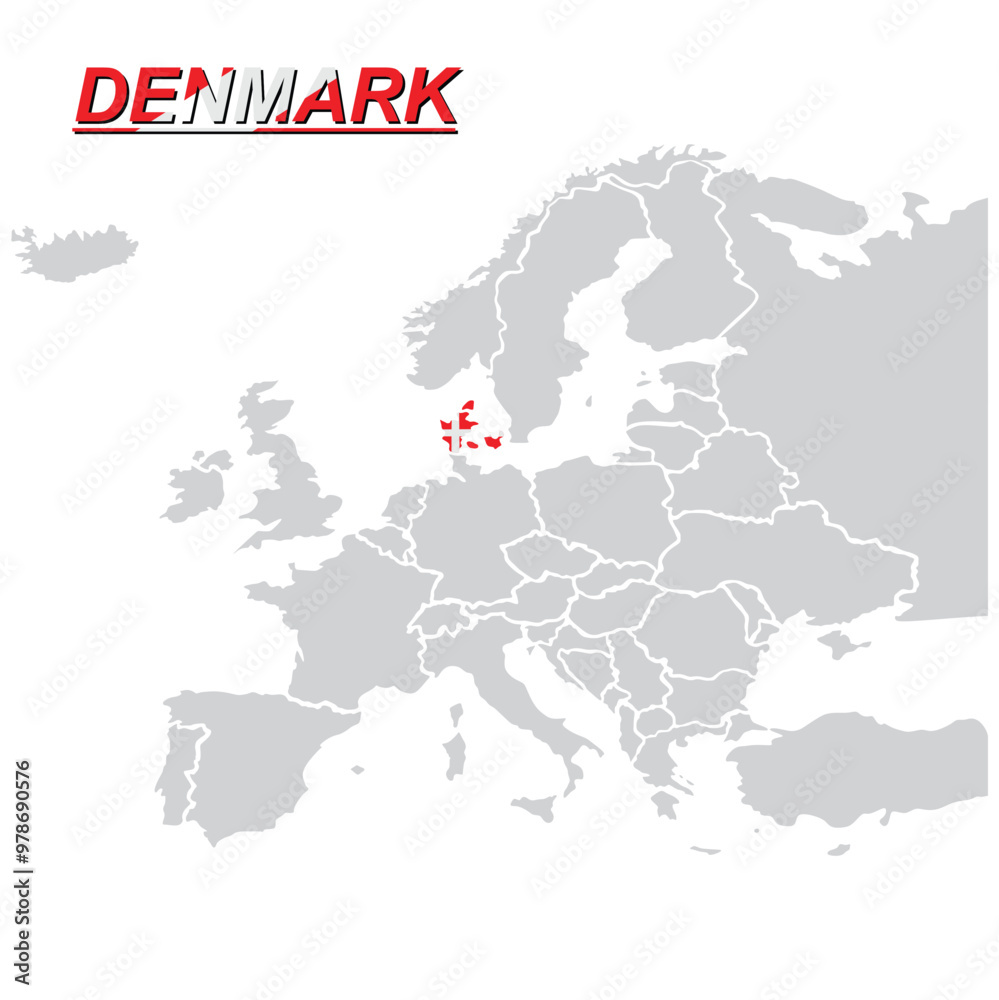Obraz premium Denmark map. European country borders vector illustration on white background.