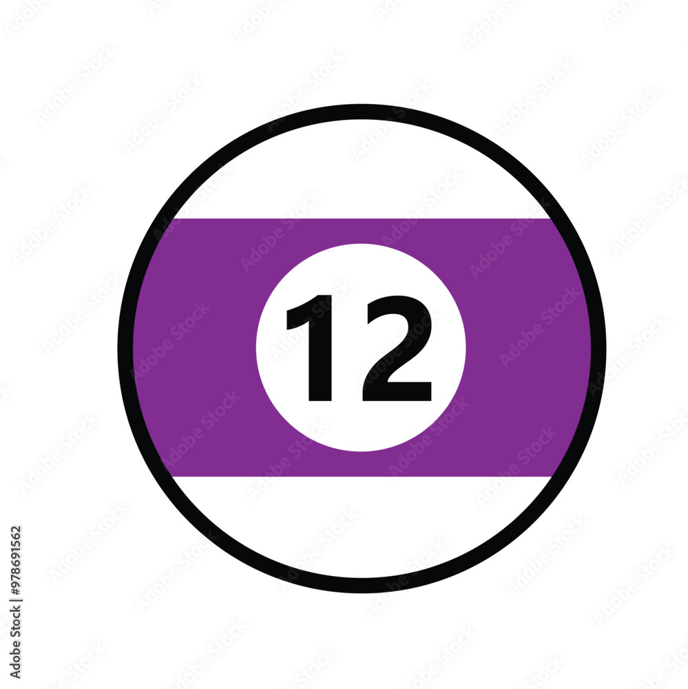 Billiard balls. Pool ball with the number 12. Flat vector illustration isolated on white background. Billiard balls. Pool ball with the number 12. Flat vector illustration isolated on white background.