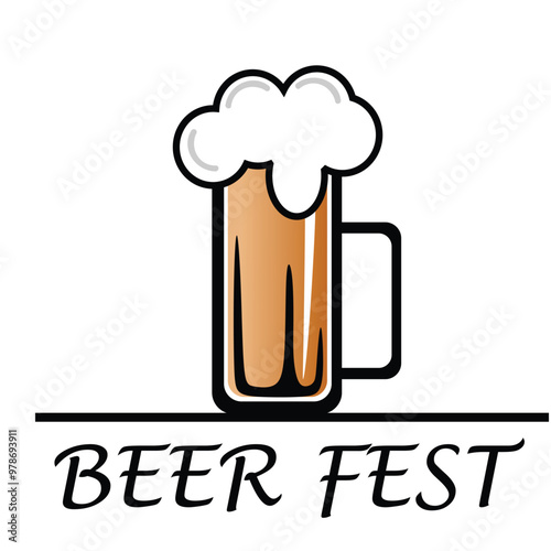 Beer fest, glass of beer with mug,vector