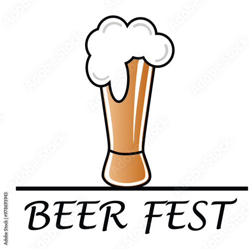 Beer fest, glass of beer with mug,vector