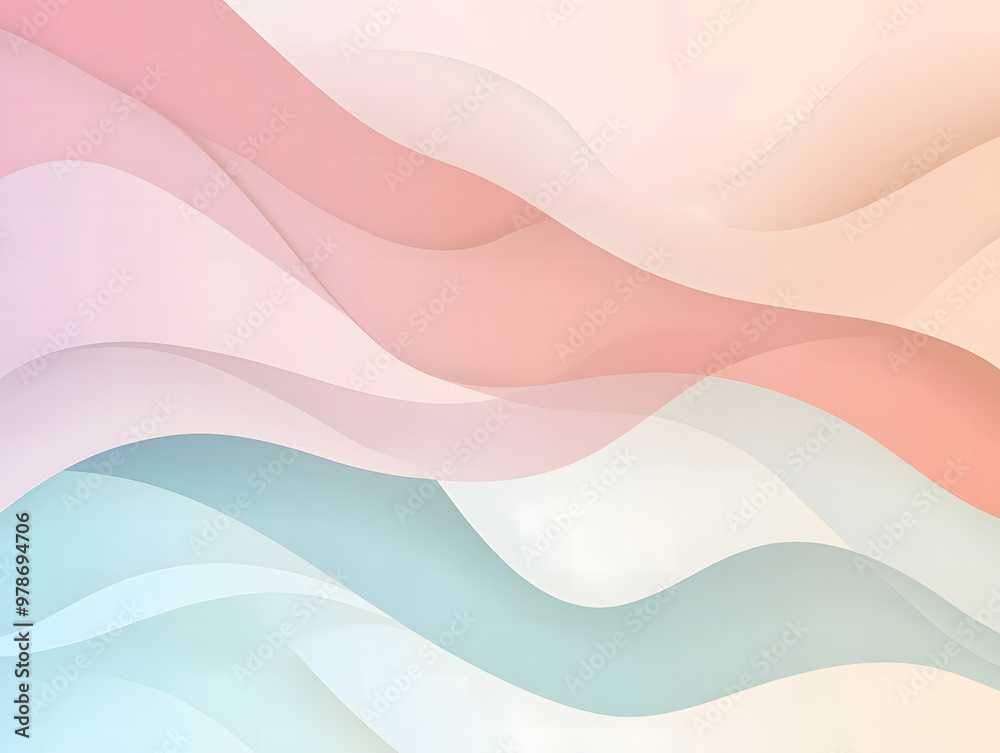 Obraz premium Soft Pastel Abstract Background with Flowing Curved Shapes in Pink and Mint Green
