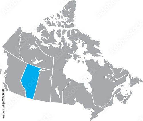 North American Countries Map. The main boundary map of Canada. Alberta