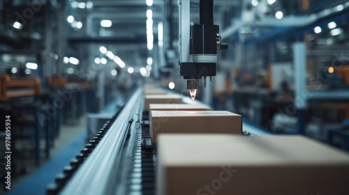 Wallpaper Mural Scene of factory machinery in operation, focus on the latest technology and its role in efficient production, dynamic factory environment Torontodigital.ca