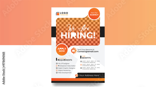 Job vacancy hiring flyer or poster design for social media circular post banner template