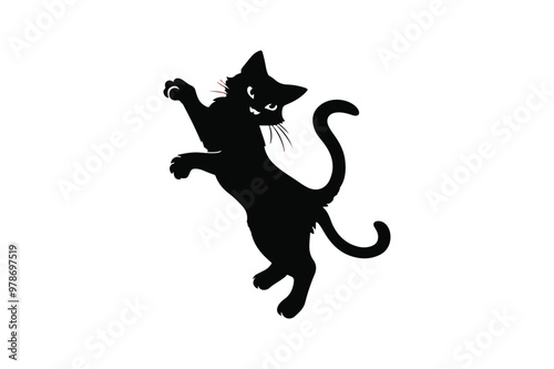 Cat playing silhouette , vector and illustration