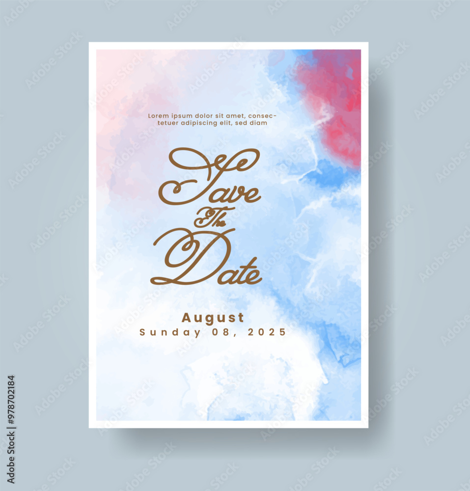 Wedding card invitation template with hand painted watercolor splash Wedding card invitation template with hand painted watercolor splash