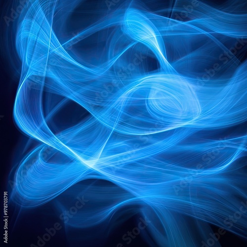 Abstract blue light waves in motion, rippling through a dark background, creating a flowing, energetic effect