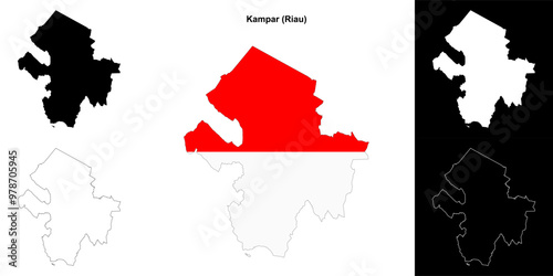 Kampar blank outline map set photo