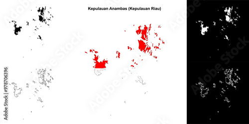 Kepulauan Anambas blank outline map set photo