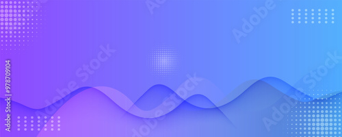 Banner background, blue and purple gradations, colorful, wavy effect stye, memphis
