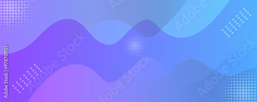 Banner background, blue and purple gradations, colorful, wavy effect stye, memphis