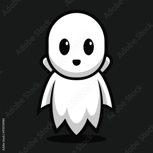Creepy Halloween Ghost Vector illustration png cutout isolated