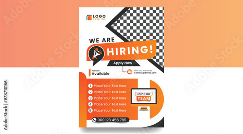 Job vacancy hiring flyer or poster design for social media circular post banner template