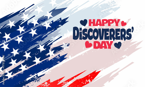 discoverers day with US flag , vektor background banner 