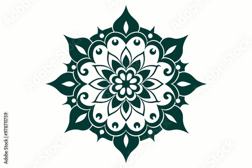 Ornamental luxury mandala silhouette black on white background vector art illustration