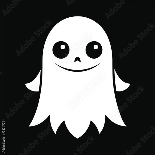 Creepy Halloween Ghost Vector illustration png cutout isolated