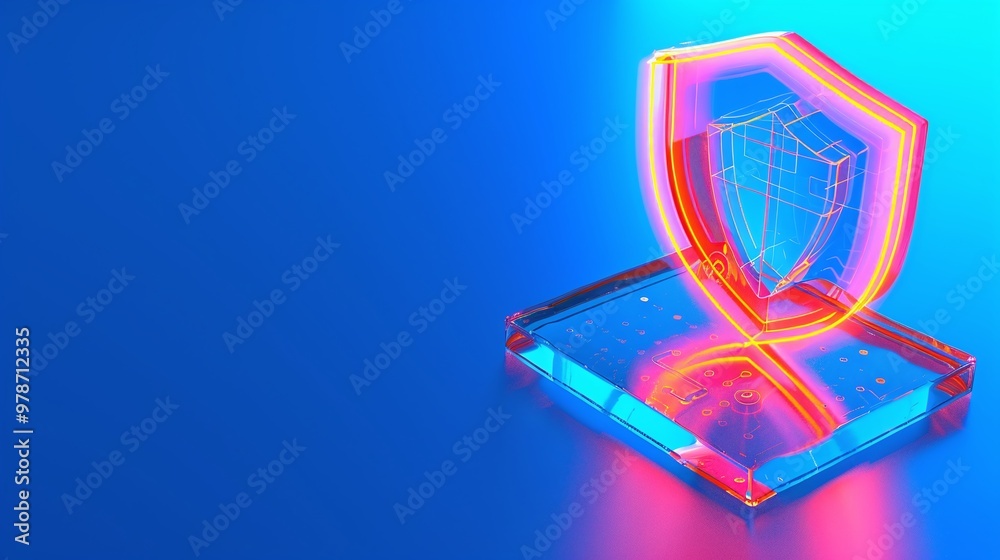 A vibrant shield icon illuminated with neon colors, symbolizing digital security and protection in a modern tech environment. A vibrant shield icon illuminated with neon colors, symbolizing digital security and protection in a modern tech environment.