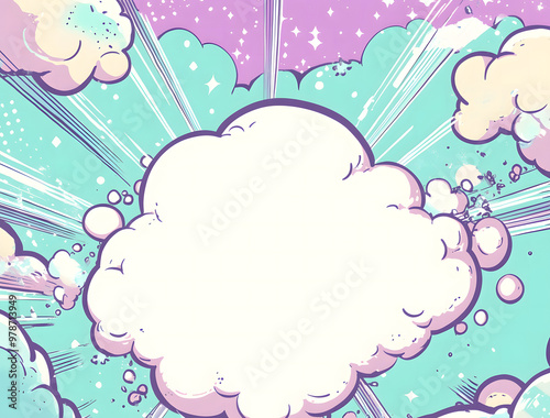 Colorful Comic Book Style Cloud Burst – Retro Pop Art Explosion Background