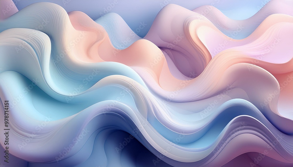 Abstract design featuring soft pastel hues and fluid, flowing wave-like patterns, evoking a sense of calmness and serenity. Abstract design featuring soft pastel hues and fluid, flowing wave-like patterns, evoking a sense of calmness and serenity.