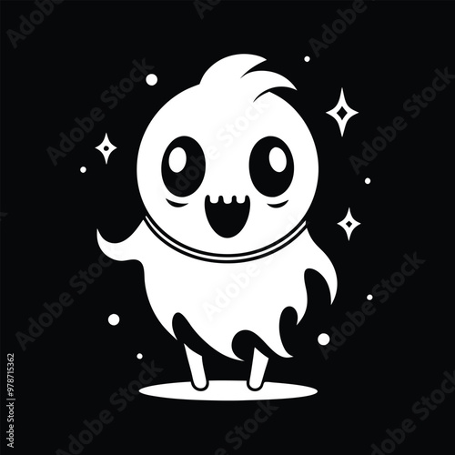 Creepy Halloween Ghost Vector illustration png cutout isolated