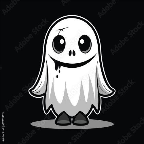 Creepy Halloween Ghost Vector illustration png cutout isolated