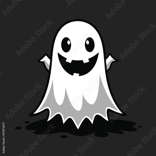 Creepy Halloween Ghost Vector illustration png cutout isolated