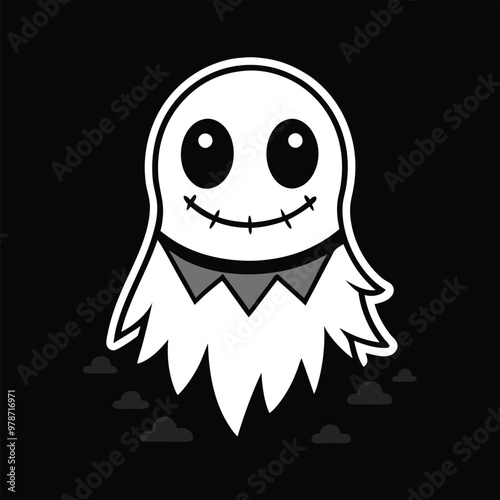 Creepy Halloween Ghost Vector illustration png cutout isolated