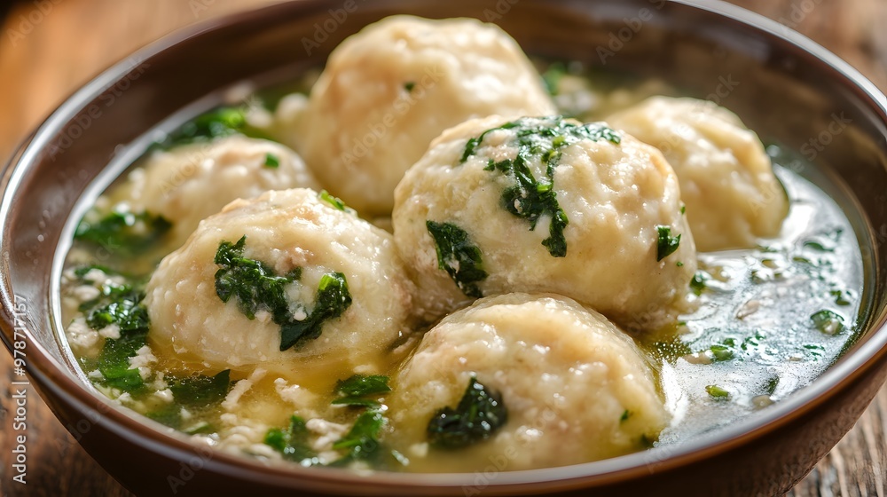Traditional German Dumplings filled with meat and spina Traditional German Dumplings filled with meat and spina