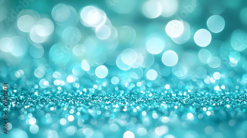 Abstract Blue Glitter Background with Bokeh Lights, Perfect for Holiday or Festive Designs