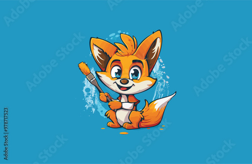 Fox logo cute style icon design template vector illustration