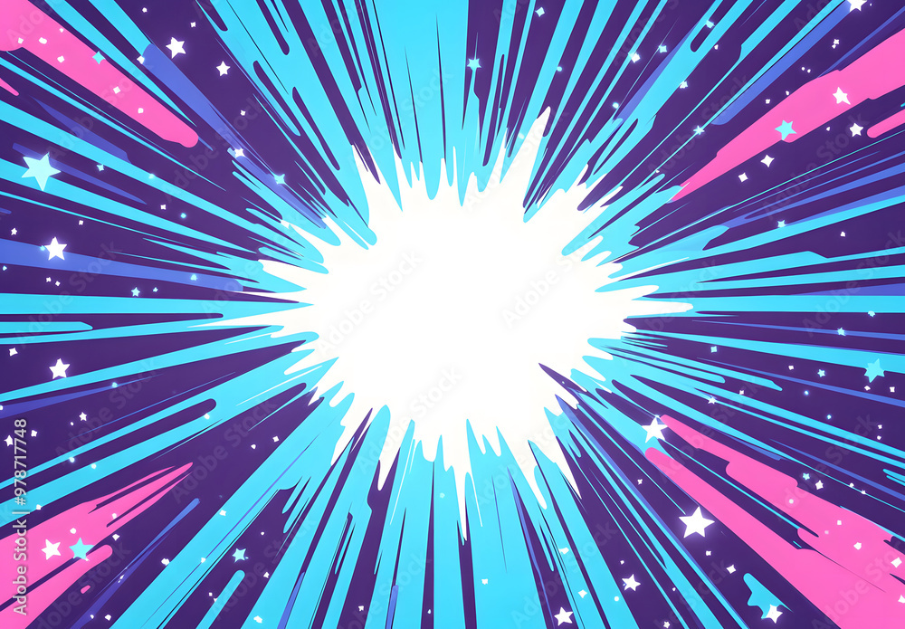 Dynamic Comic Book Explosion with Purple and Blue Burst Background