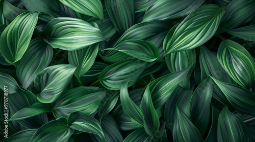 Abstract leaves create a unique wallpaper, a design that resembles natural patterns. Green artwork, a depiction of leaf textures.