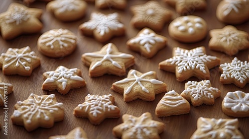 Festive star-shaped cookies decorated with icing, perfect for holiday celebrations and seasonal baking inspiration.