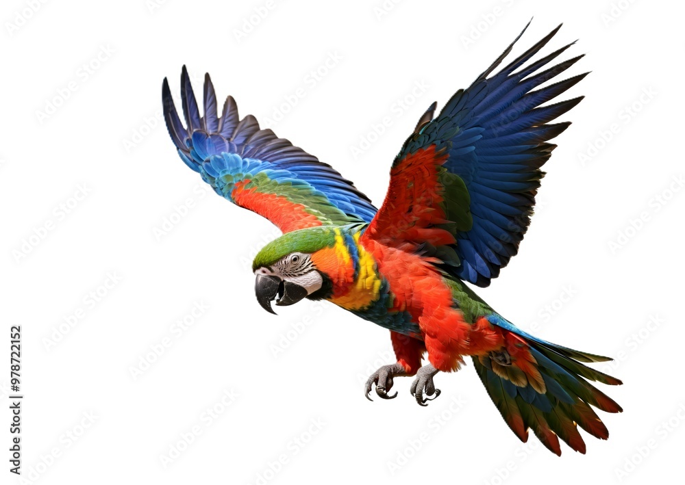 Obraz premium colorful flying parrot on a white background