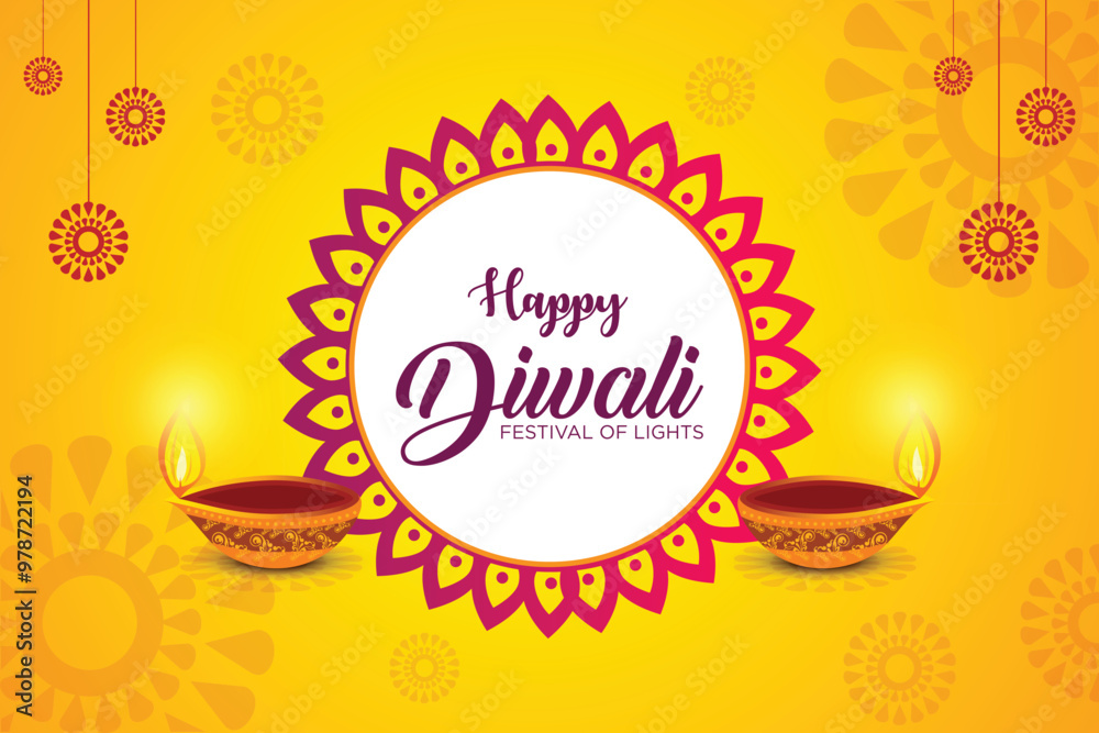 Naklejka premium Happy Diwali Advertisement, Banner, Poster, Design vector template, Creative flyer concept, Graphic design element