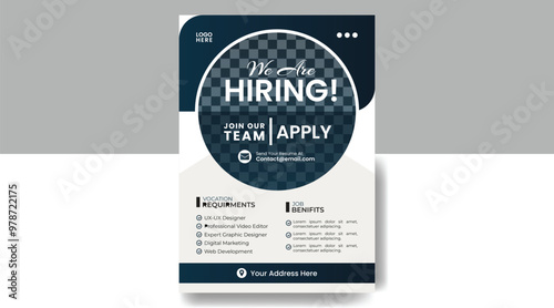 Job vacancy hiring flyer or poster design for social media circular post banner template