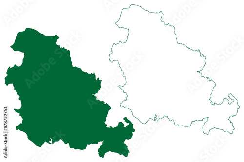 Kendujhar district (Odisha State, Republic of India) map vector illustration, scribble sketch Keonjhar map photo